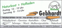Gebhardt Bioland-Hofladen mit Naturkost